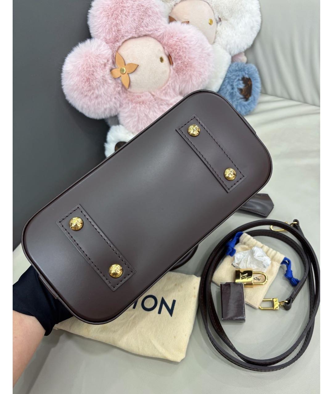 LOUIS VUITTON Коричневая кожаная сумка с короткими ручками, фото 4