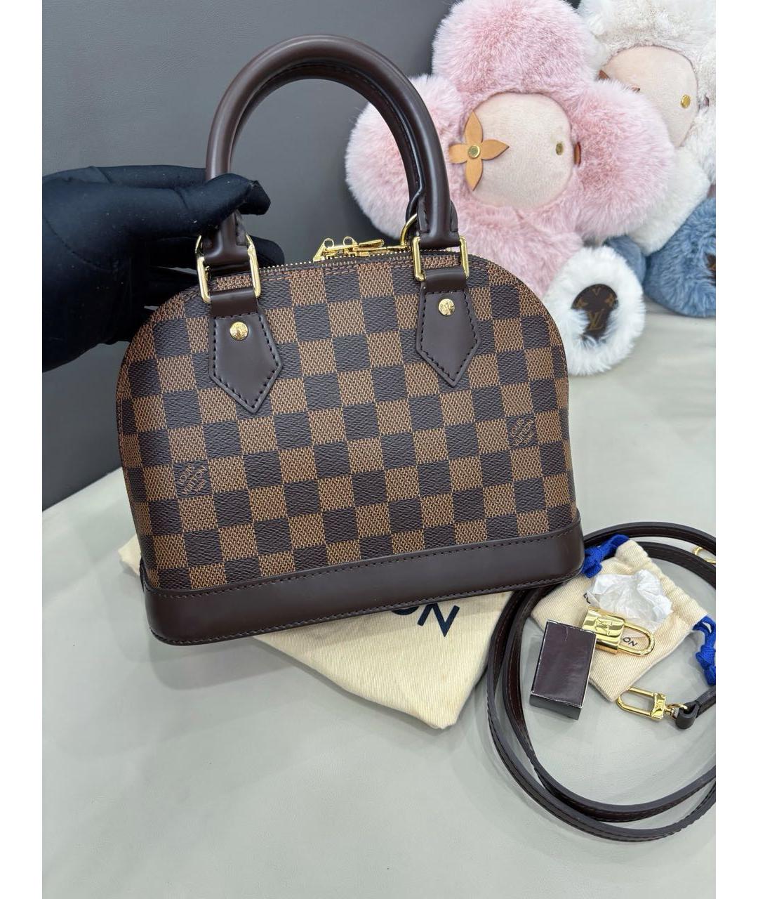 LOUIS VUITTON Коричневая кожаная сумка с короткими ручками, фото 2