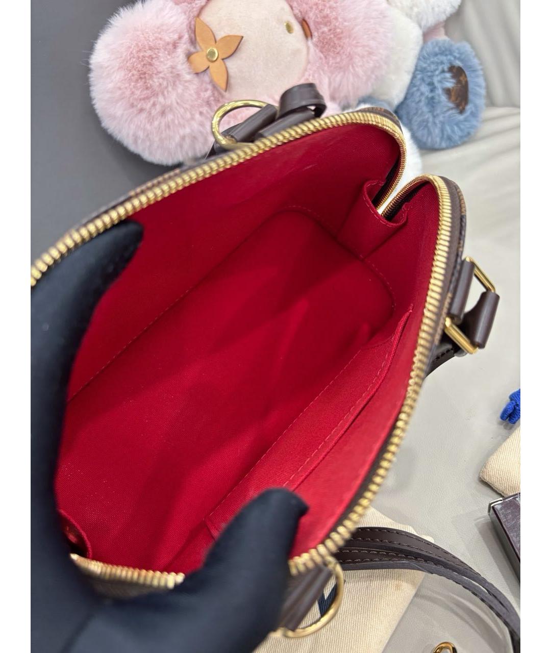 LOUIS VUITTON Коричневая кожаная сумка с короткими ручками, фото 8