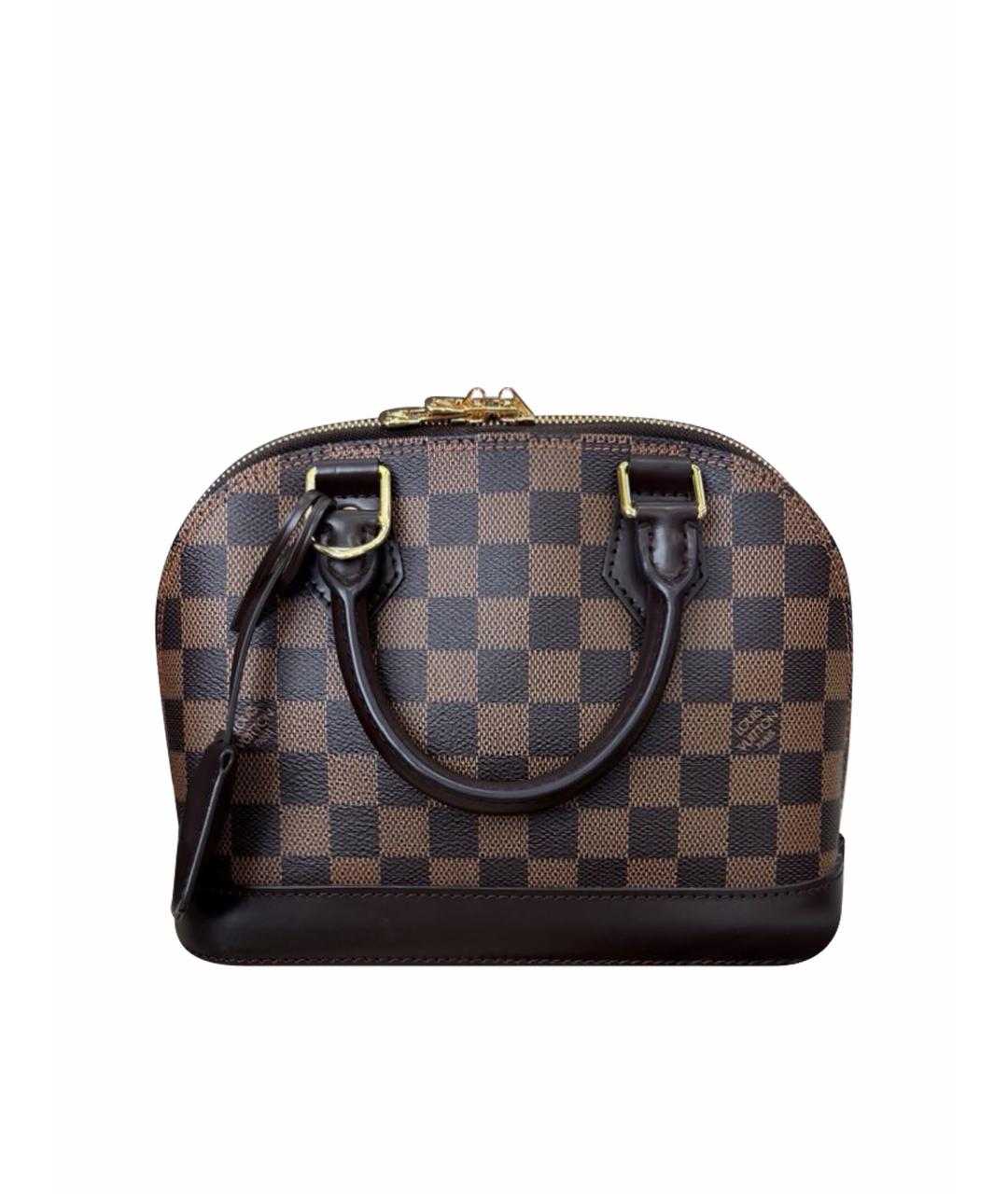 LOUIS VUITTON Коричневая кожаная сумка с короткими ручками, фото 1