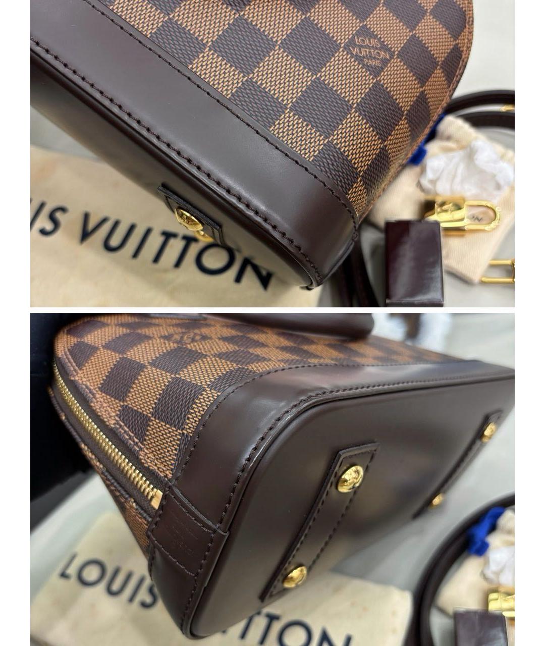 LOUIS VUITTON Коричневая кожаная сумка с короткими ручками, фото 5