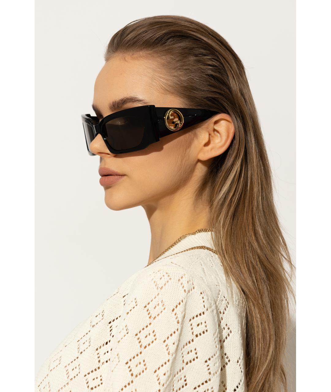 GUCCI Черные пластиковые солнцезащитные очки, фото 2