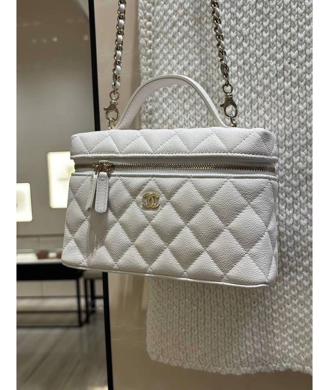 CHANEL Белая кожаная сумка через плечо, фото 4