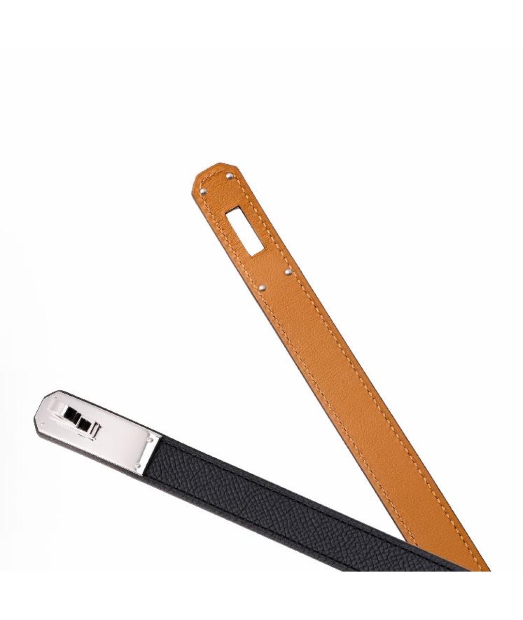 HERMES Черный кожаный ремень, фото 3