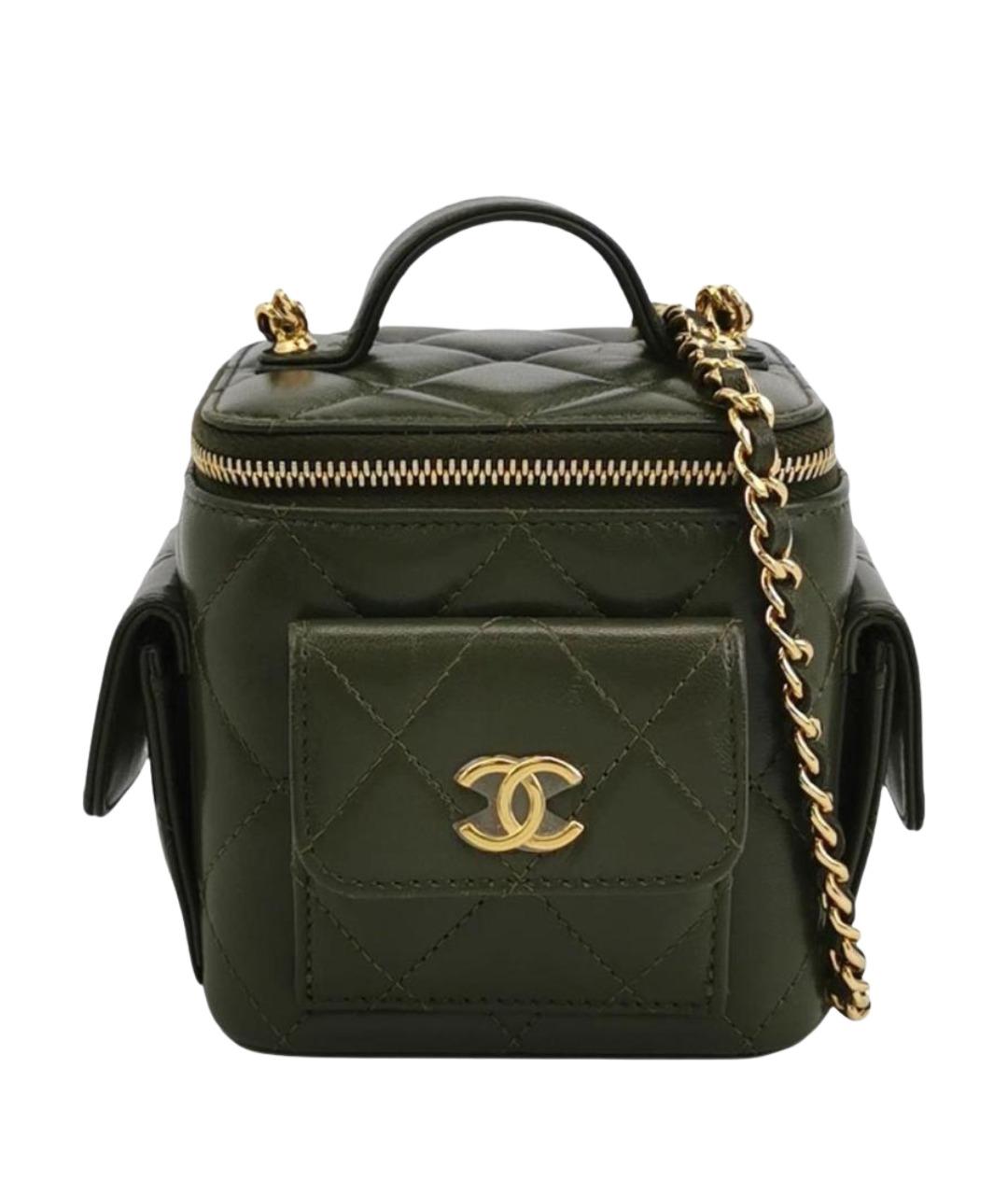 CHANEL Хаки кожаная сумка через плечо, фото 1