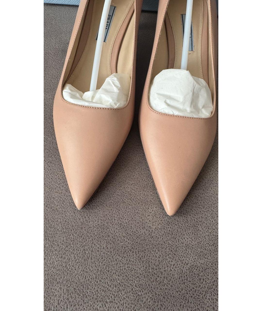 PRADA Бежевые кожаные туфли, фото 7