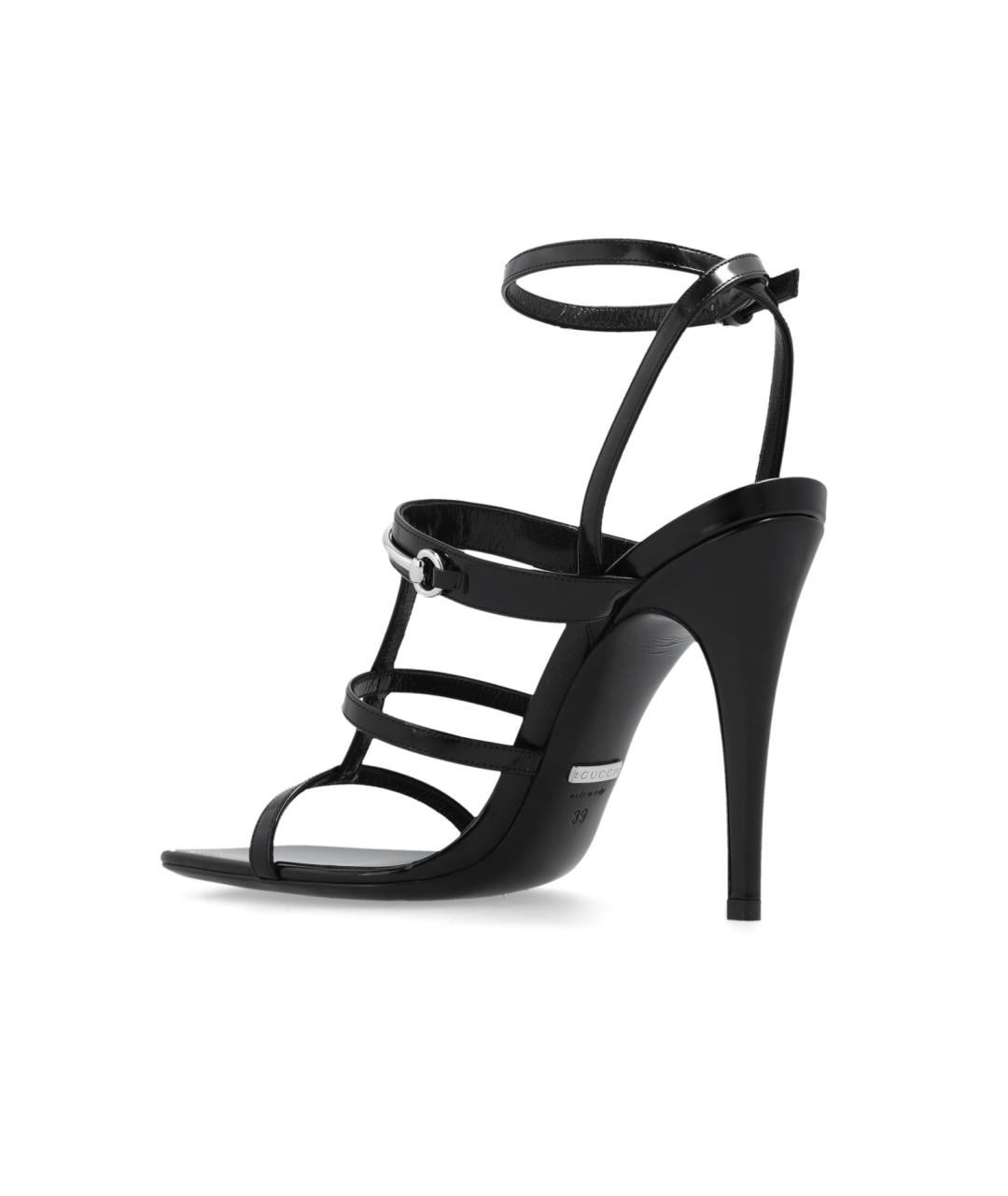 GUCCI Черные кожаные босоножки, фото 3