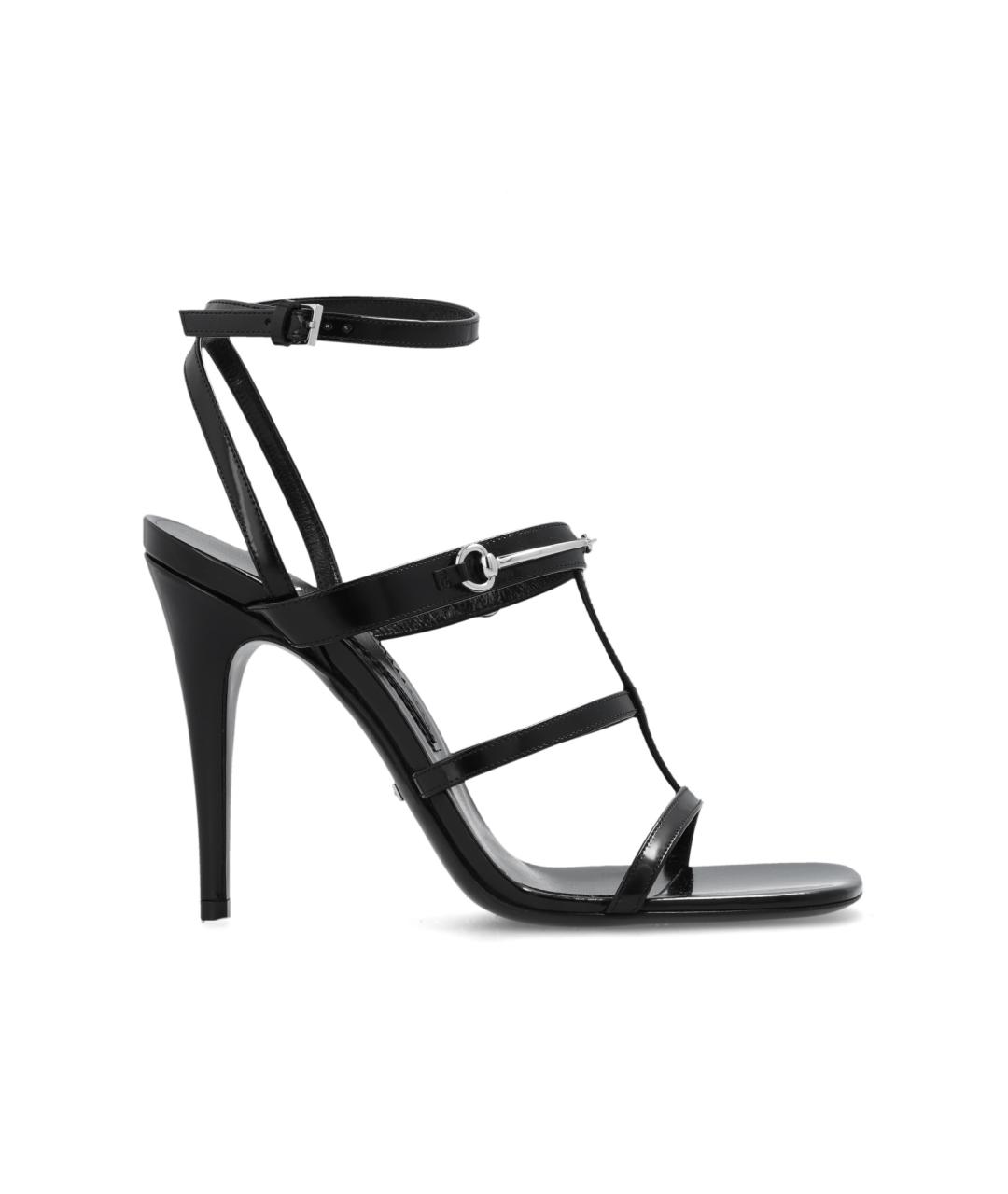 GUCCI Черные кожаные босоножки, фото 1