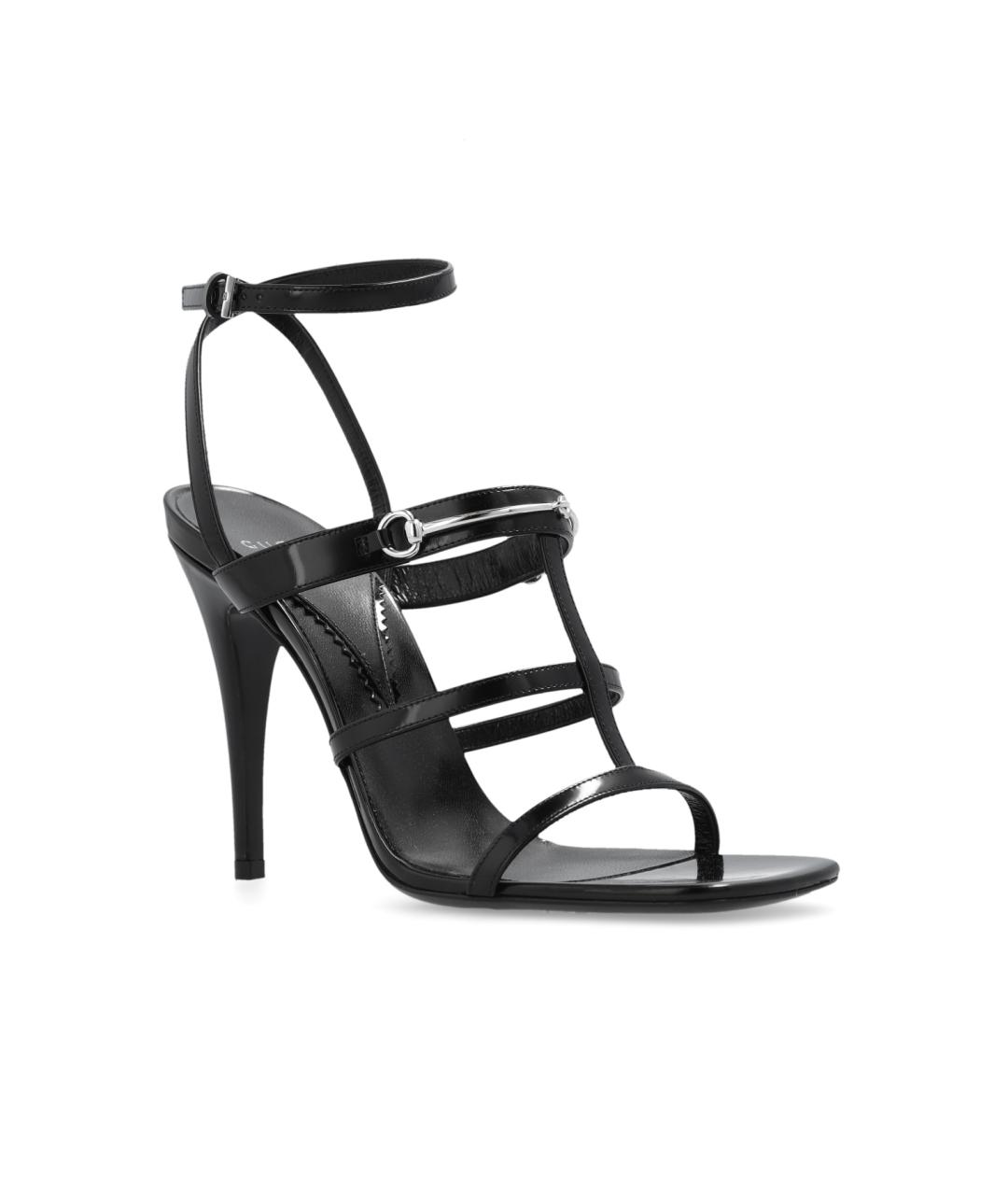 GUCCI Черные кожаные босоножки, фото 2