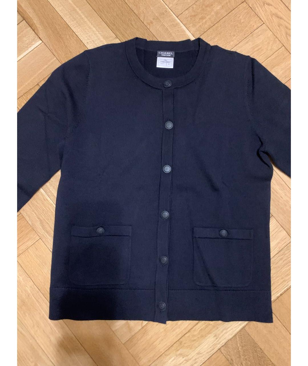 CHANEL Темно-синий шерстяной кардиган, фото 2