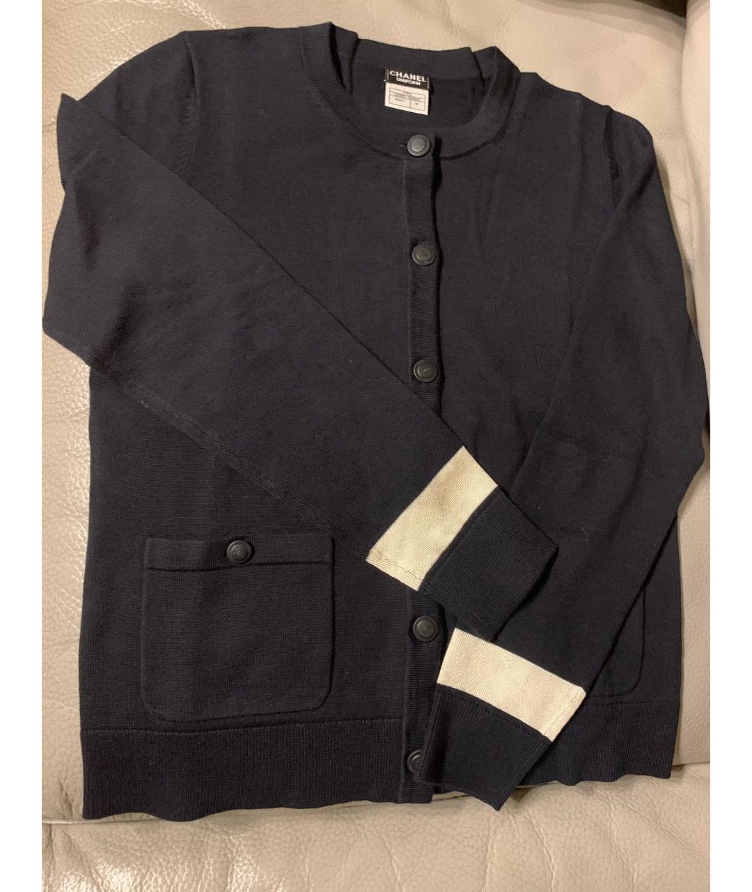 CHANEL Темно-синий шерстяной кардиган, фото 4