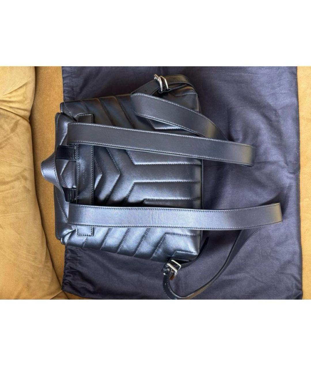 SAINT LAURENT Черный кожаный рюкзак, фото 3