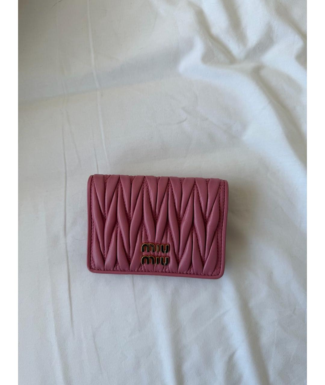 MIU MIU Розовый кожаный кошелек, фото 5