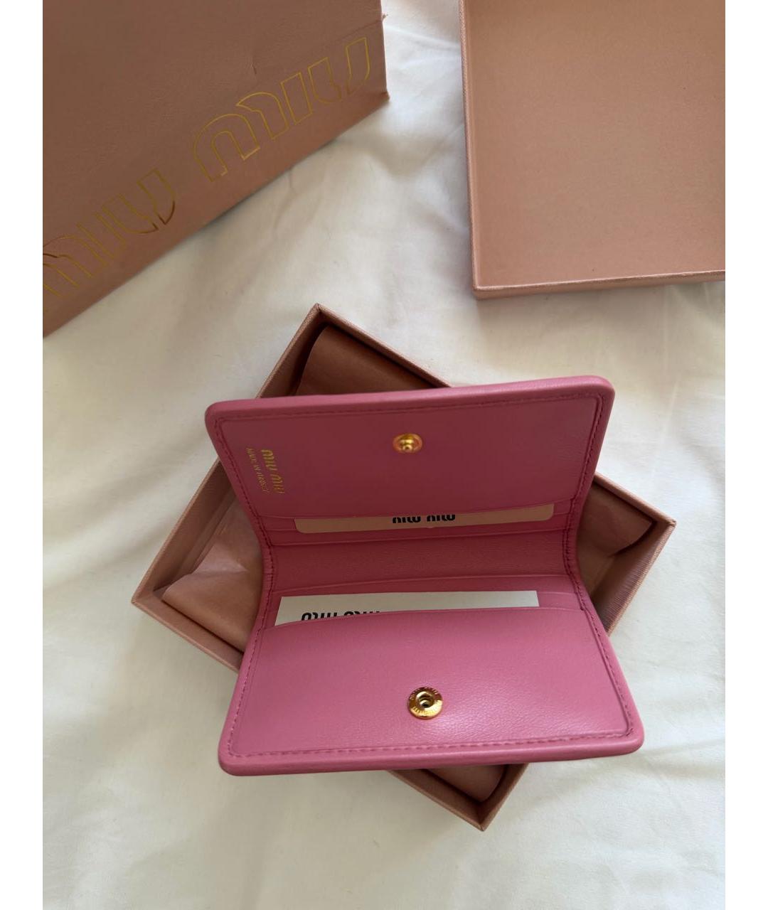 MIU MIU Розовый кожаный кошелек, фото 2