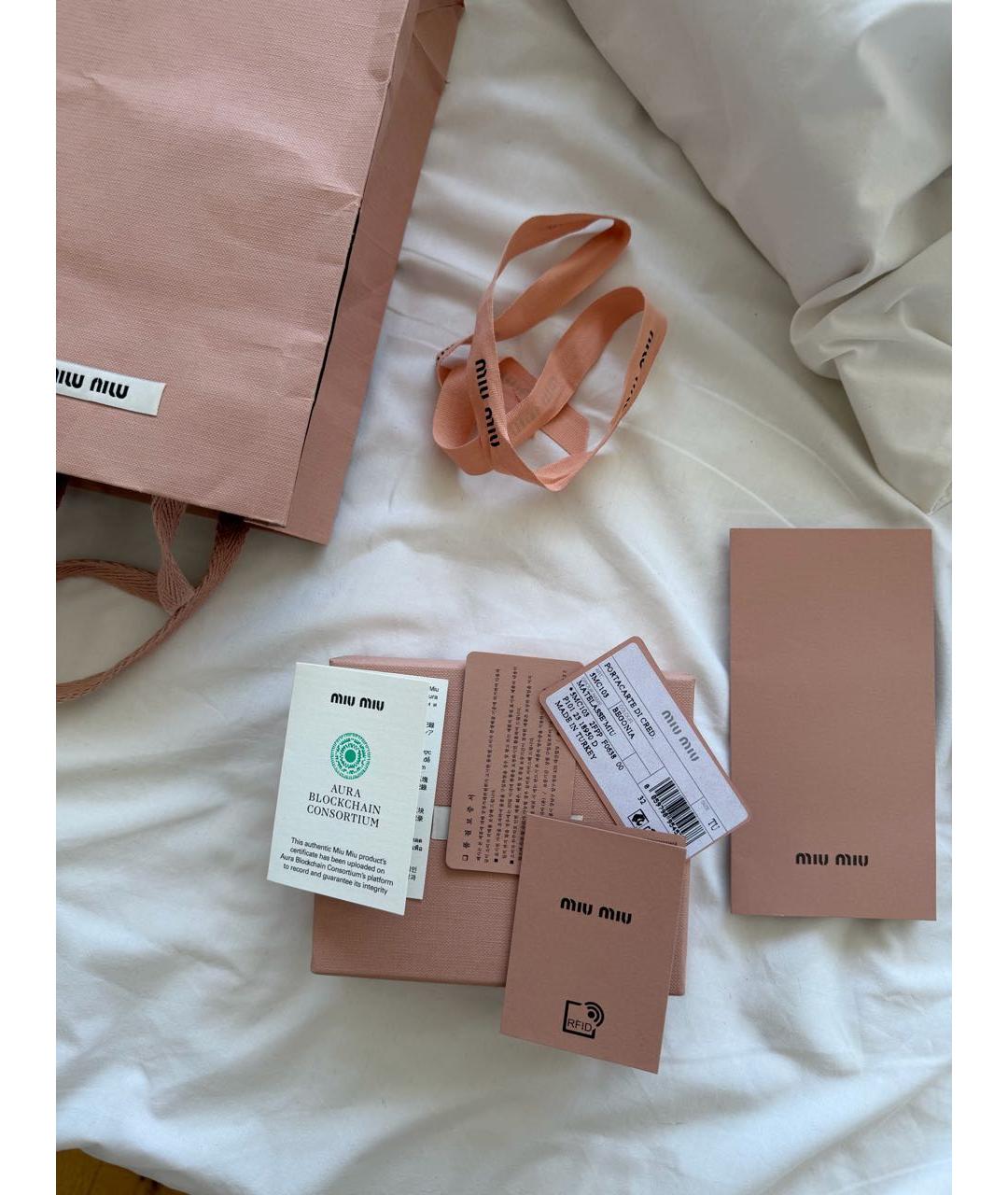 MIU MIU Розовый кожаный кошелек, фото 4