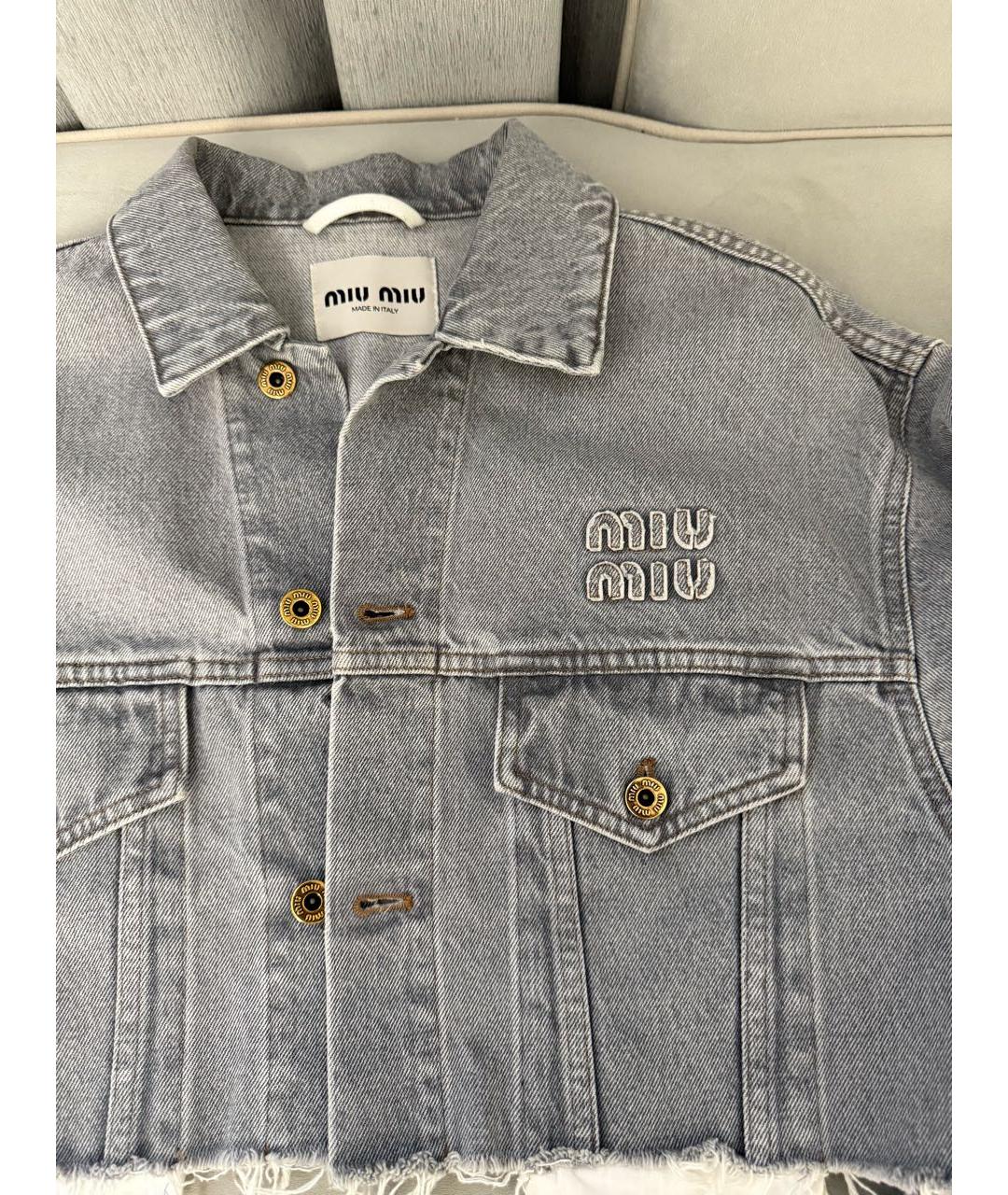 MIU MIU Серая деним куртка, фото 4