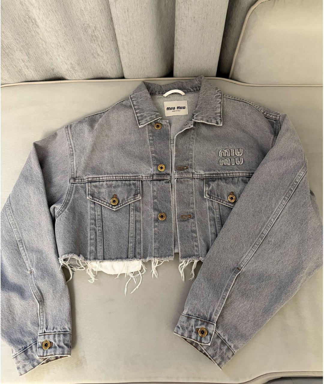 MIU MIU Серая деним куртка, фото 7