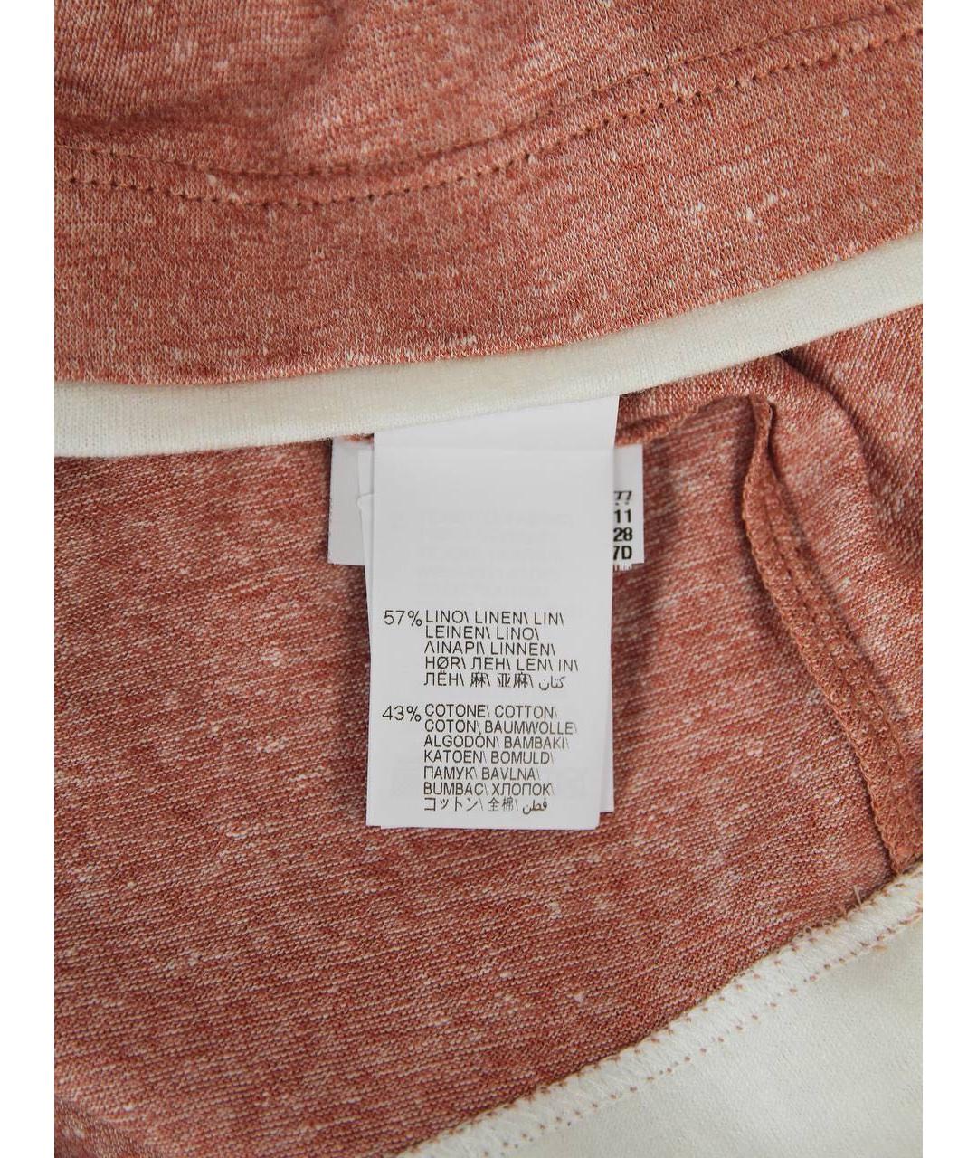 BRUNELLO CUCINELLI Коралловая хлопко-леновая футболка, фото 8