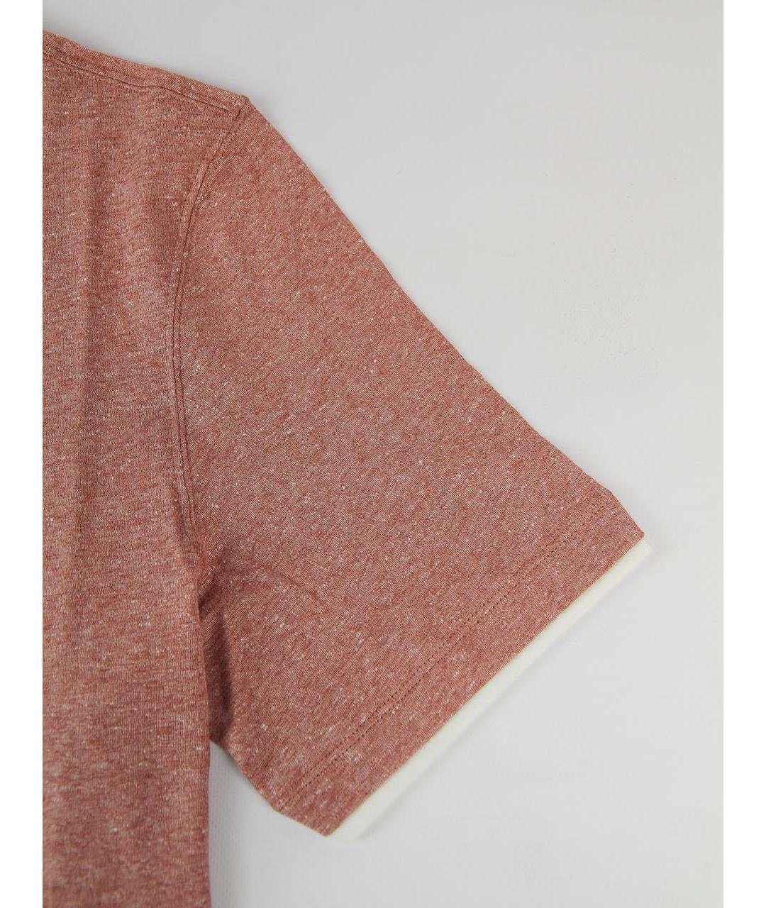 BRUNELLO CUCINELLI Коралловая хлопко-леновая футболка, фото 5