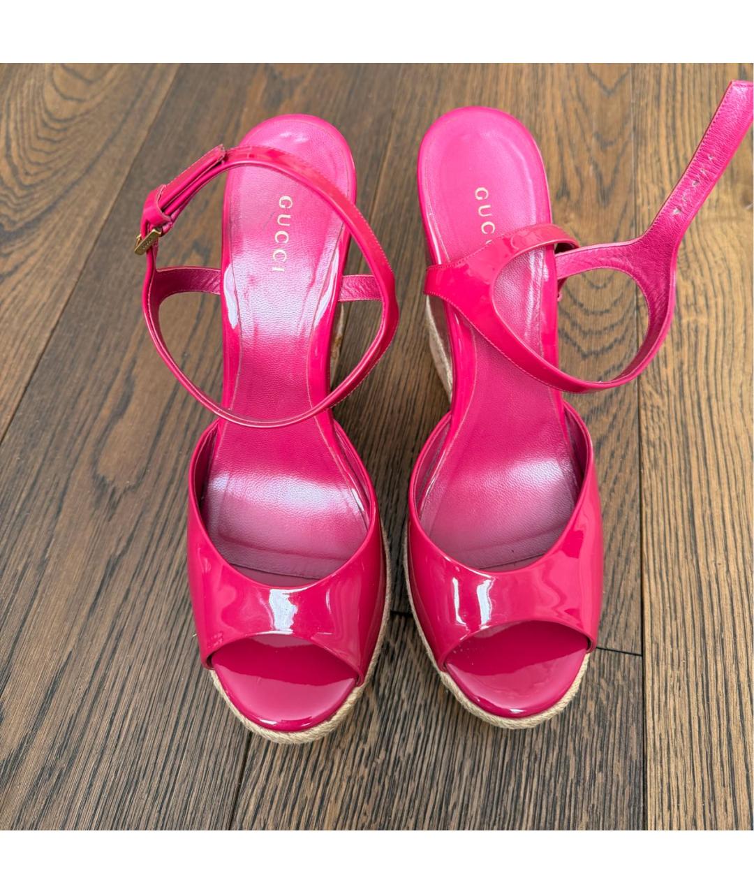 GUCCI Фуксия босоножки из лакированной кожи, фото 2