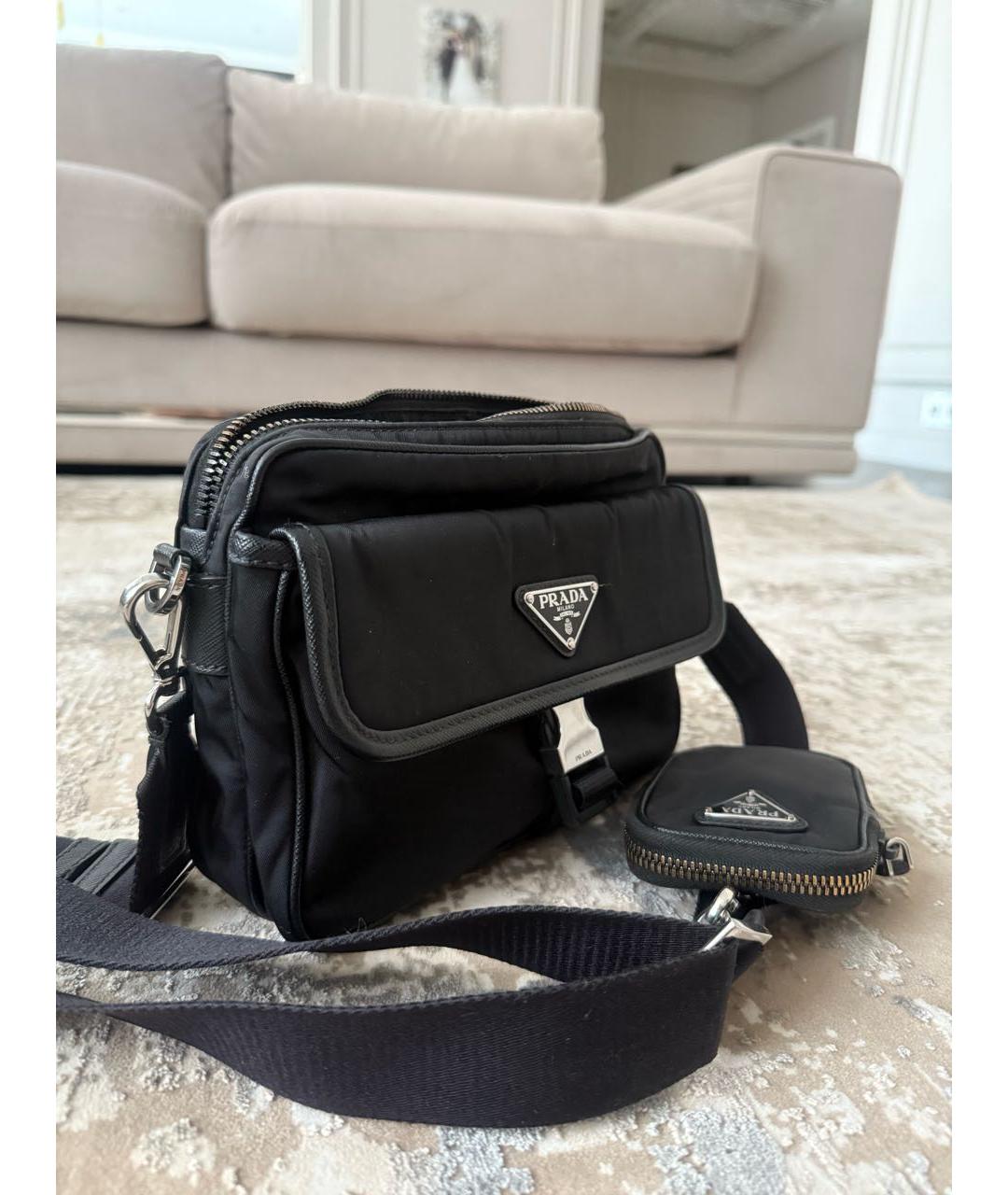 PRADA Черная синтетическая сумка на плечо, фото 2