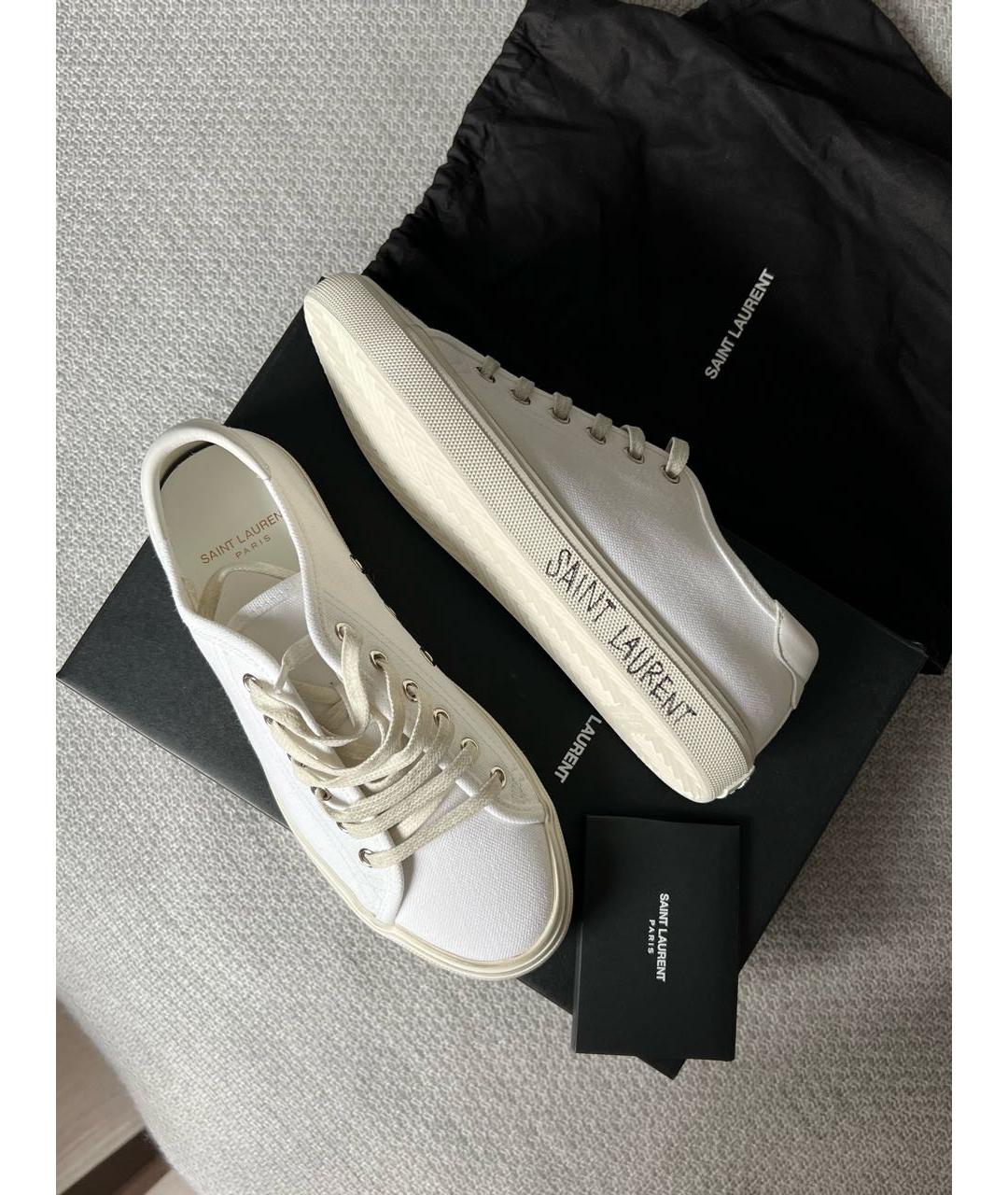 SAINT LAURENT Белые текстильные кеды, фото 5
