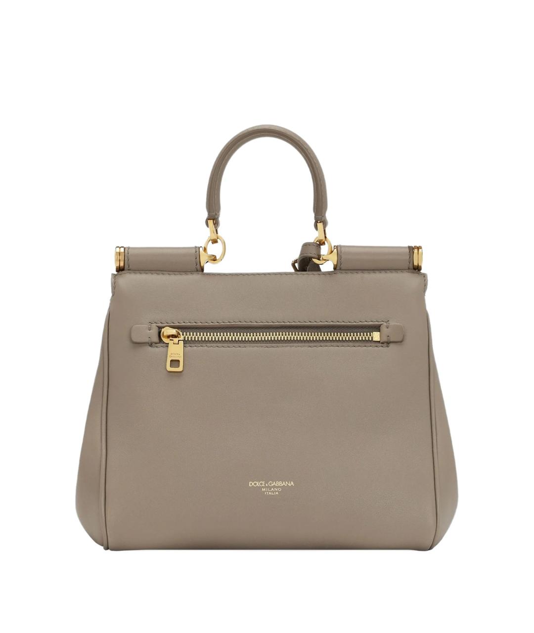 DOLCE&GABBANA Бежевая кожаная сумка тоут, фото 3