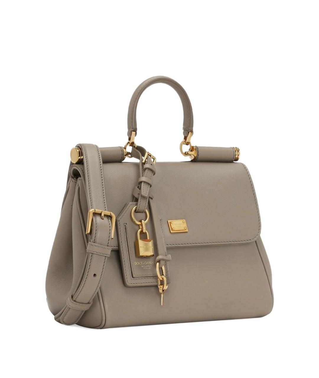 DOLCE&GABBANA Бежевая кожаная сумка тоут, фото 2