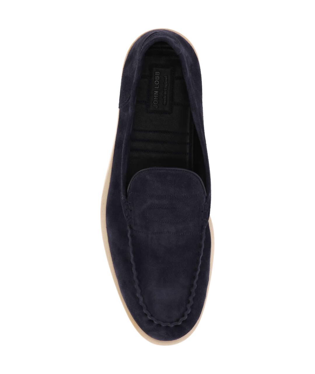 JOHN LOBB Темно-синие замшевые лоферы, фото 4