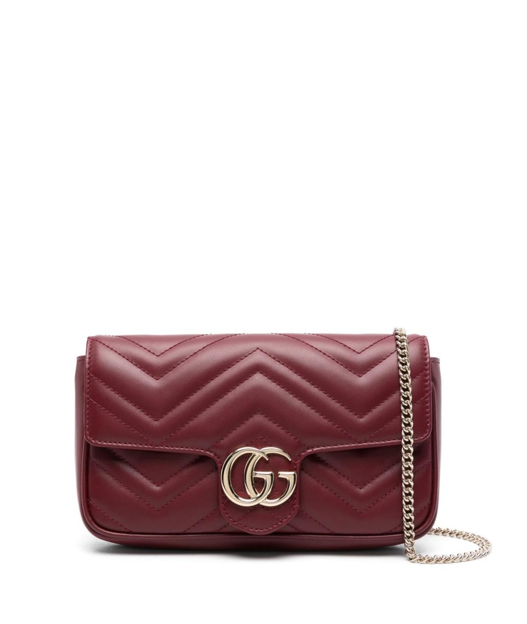 GUCCI Бордовая кожаная сумка через плечо, фото 1