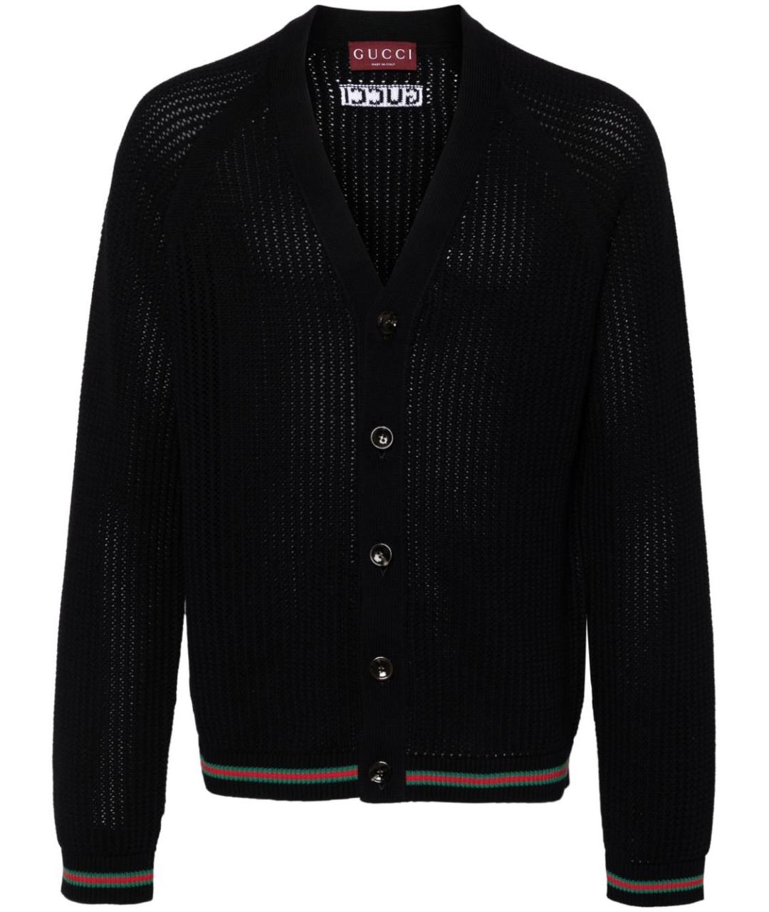 GUCCI Черный хлопковый кардиган, фото 1