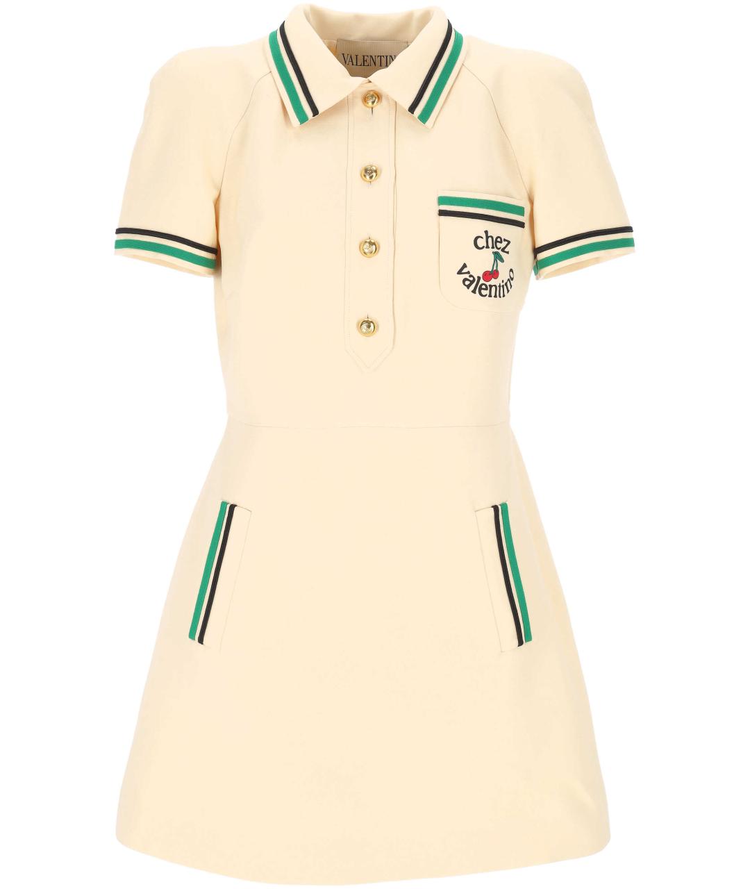 VALENTINO Бежевое шерстяное повседневное платье, фото 1