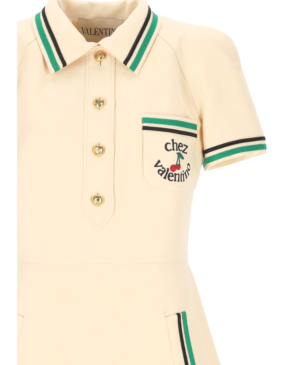 VALENTINO Бежевое шерстяное повседневное платье, фото 2