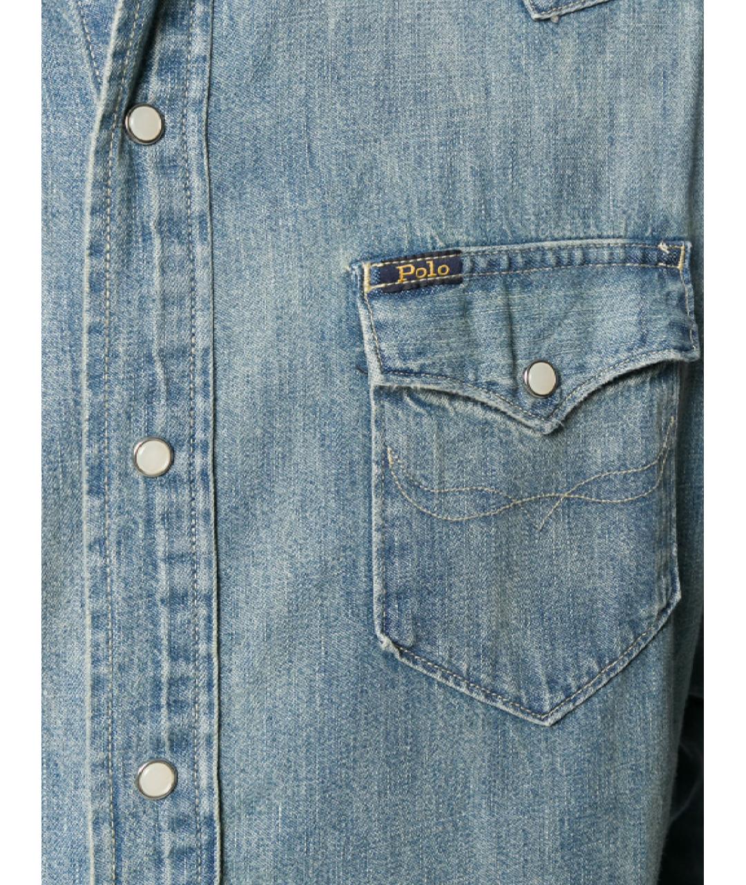 POLO RALPH LAUREN Голубая хлопковая кэжуал рубашка, фото 2