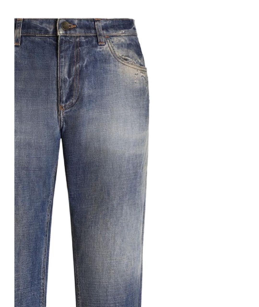 DOLCE&GABBANA Синие хлопковые прямые джинсы, фото 2