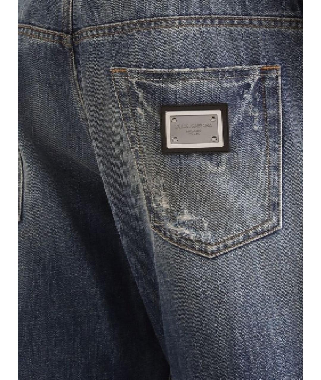 DOLCE&GABBANA Синие хлопковые прямые джинсы, фото 3