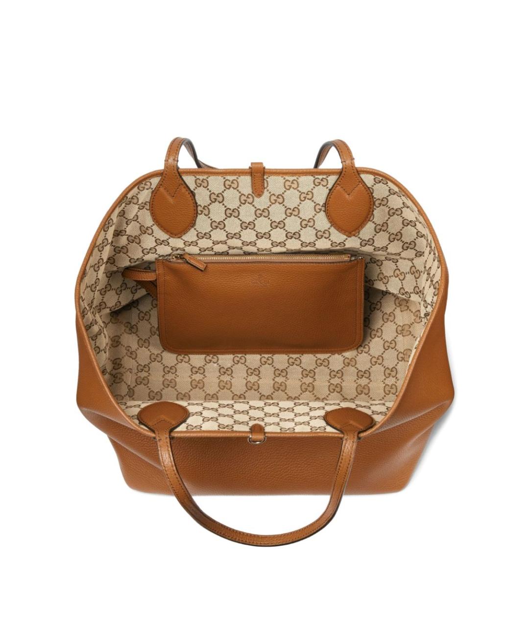 GUCCI Коричневая кожаная сумка тоут, фото 3