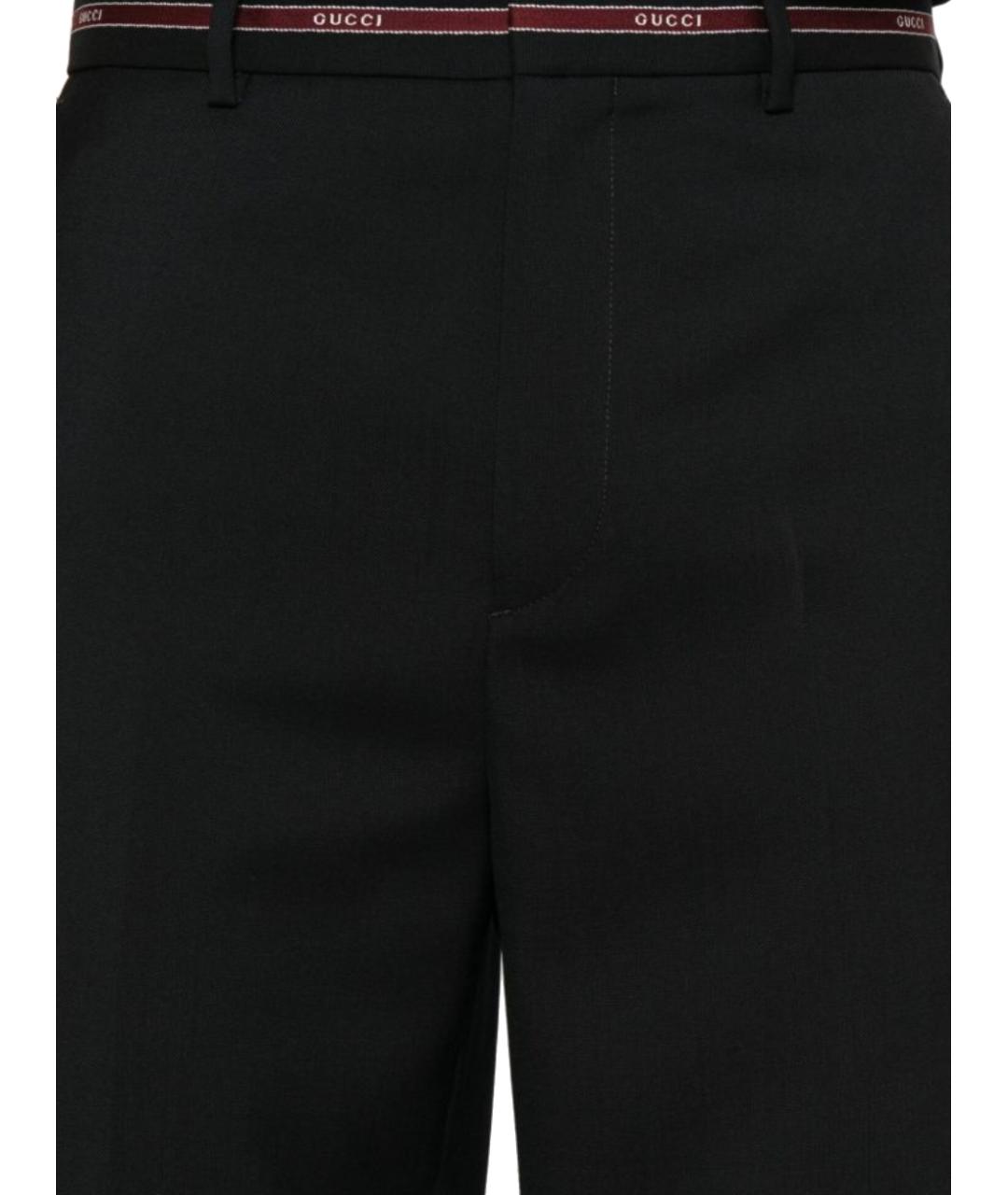 GUCCI Черные шерстяные повседневные брюки, фото 2