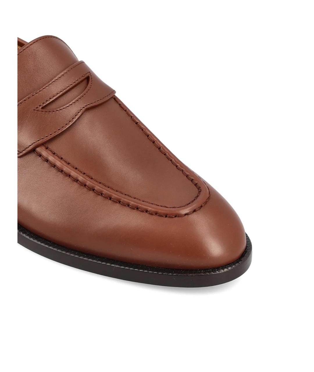 LORO PIANA Коричневые кожаные лоферы, фото 4