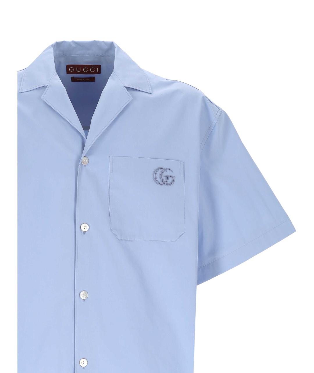 GUCCI Синяя хлопковая кэжуал рубашка, фото 2