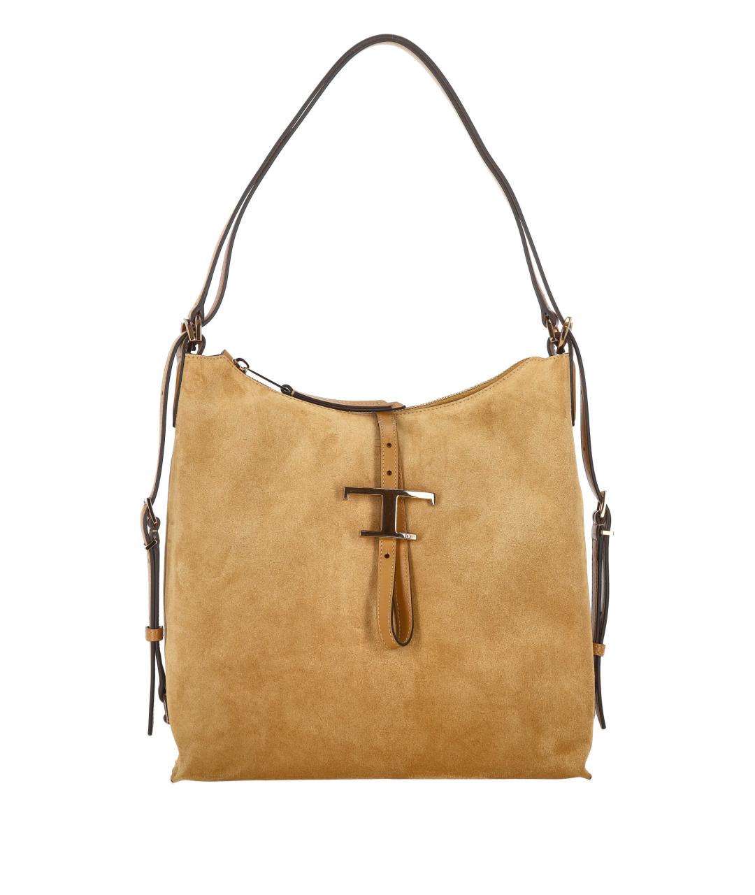 TOD'S Горчичная замшевая сумка через плечо, фото 1