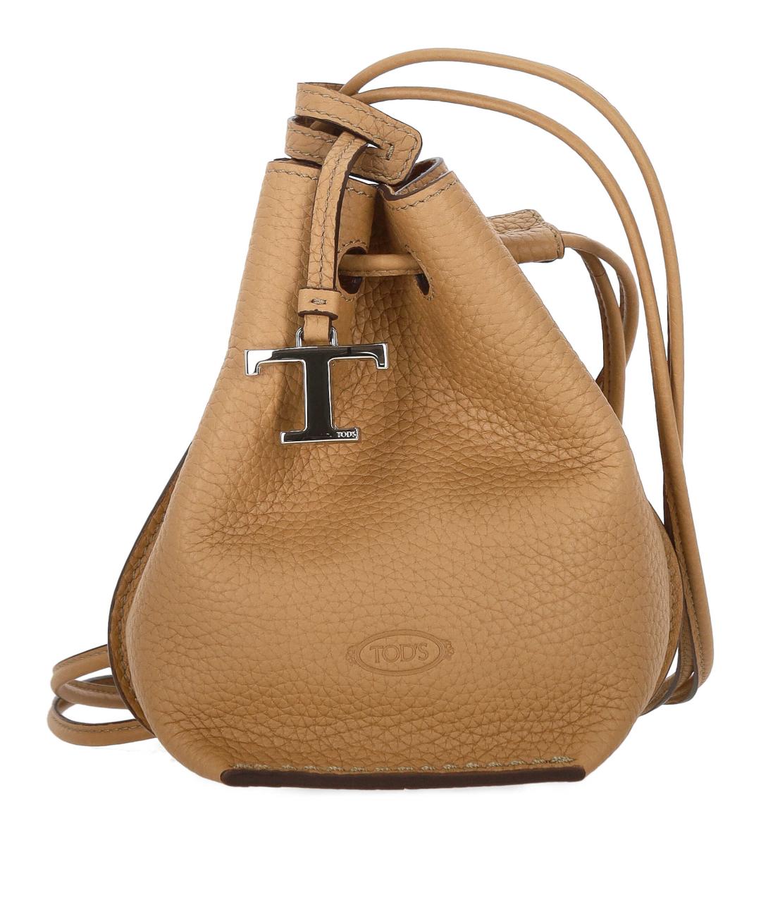 TOD'S Горчичная кожаная сумка через плечо, фото 1
