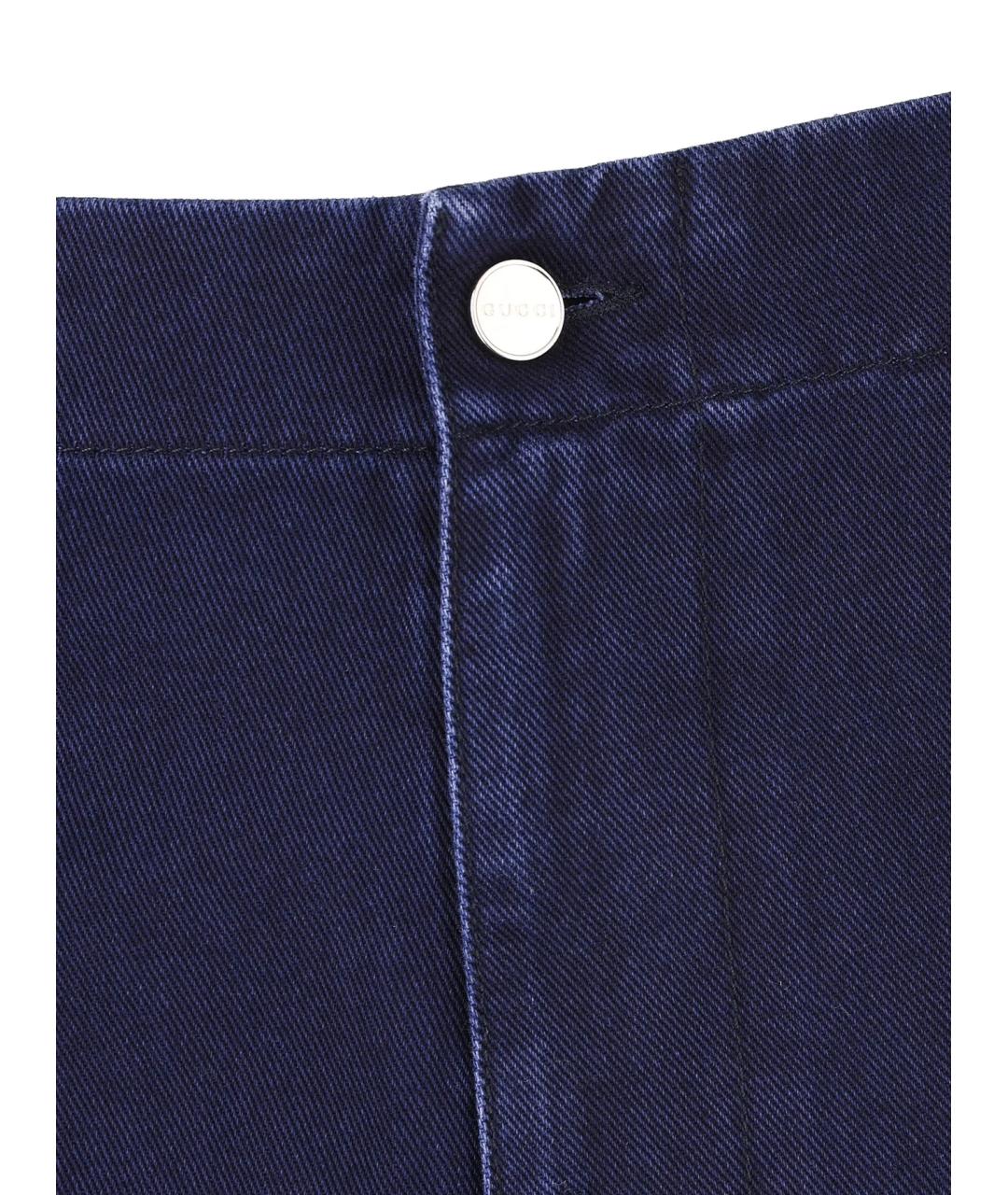 GUCCI Синие хлопковые повседневные брюки, фото 2