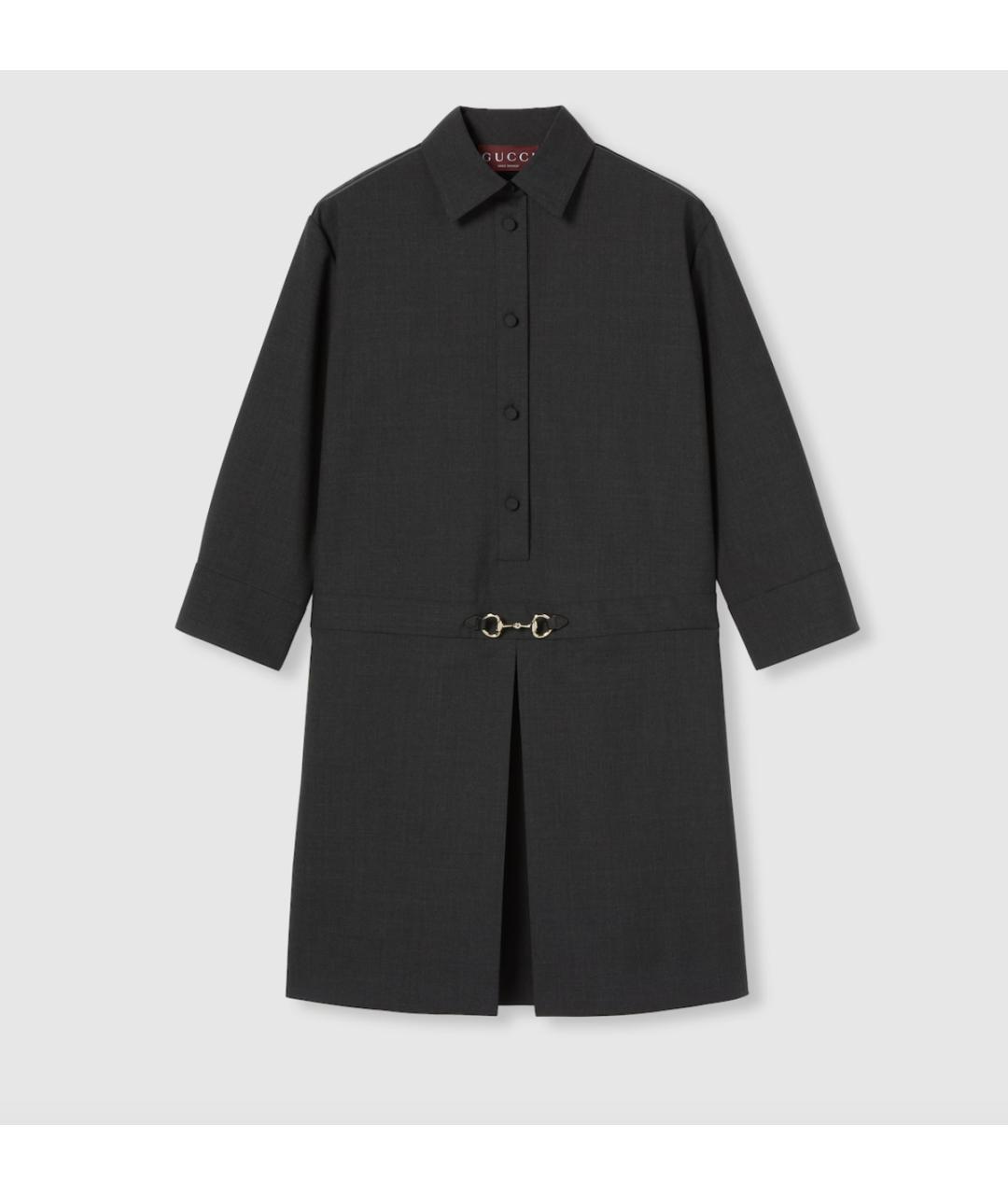 GUCCI Антрацитовое шерстяное повседневное платье, фото 5