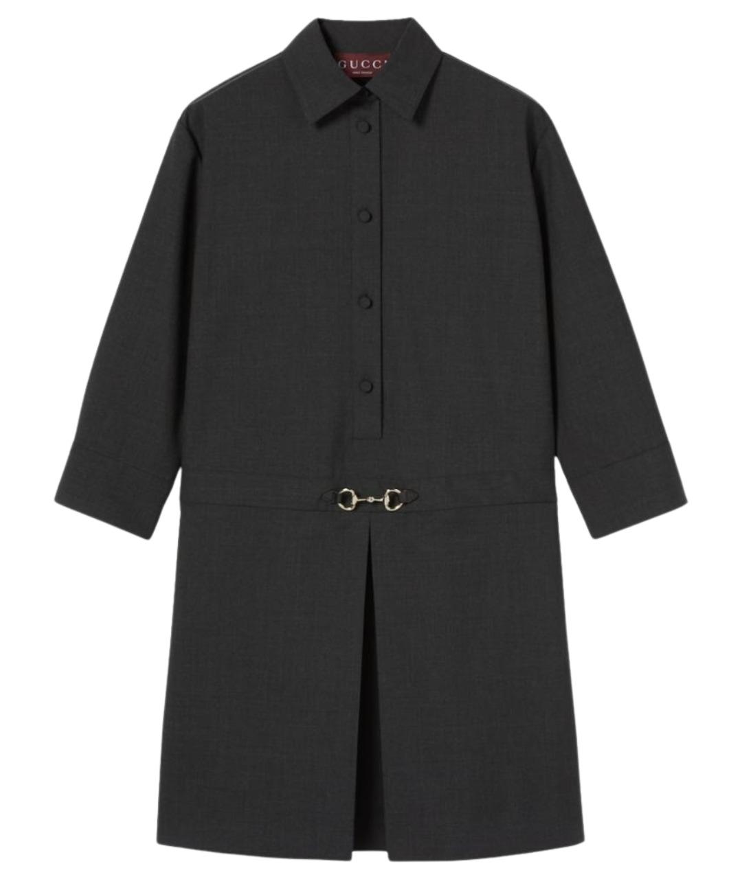 GUCCI Антрацитовое шерстяное повседневное платье, фото 1