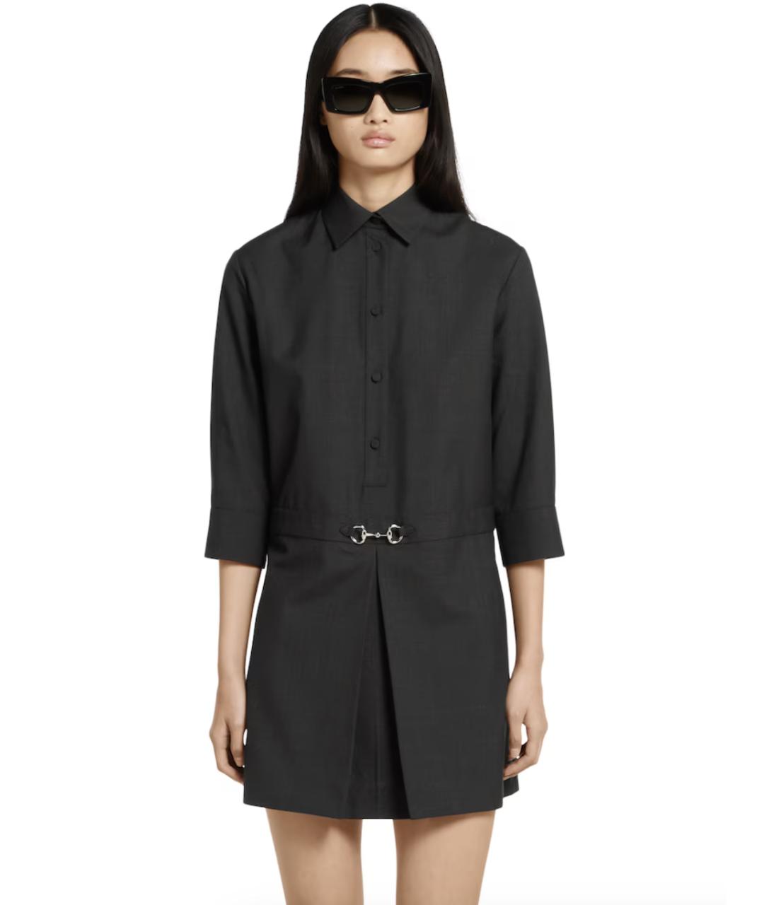 GUCCI Антрацитовое шерстяное повседневное платье, фото 3