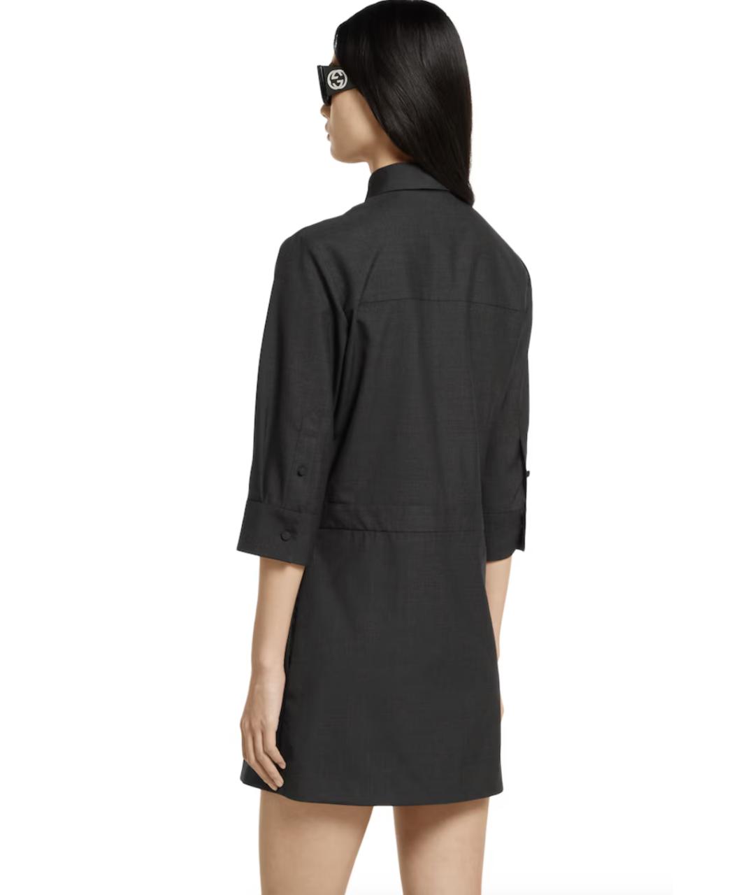 GUCCI Антрацитовое шерстяное повседневное платье, фото 4