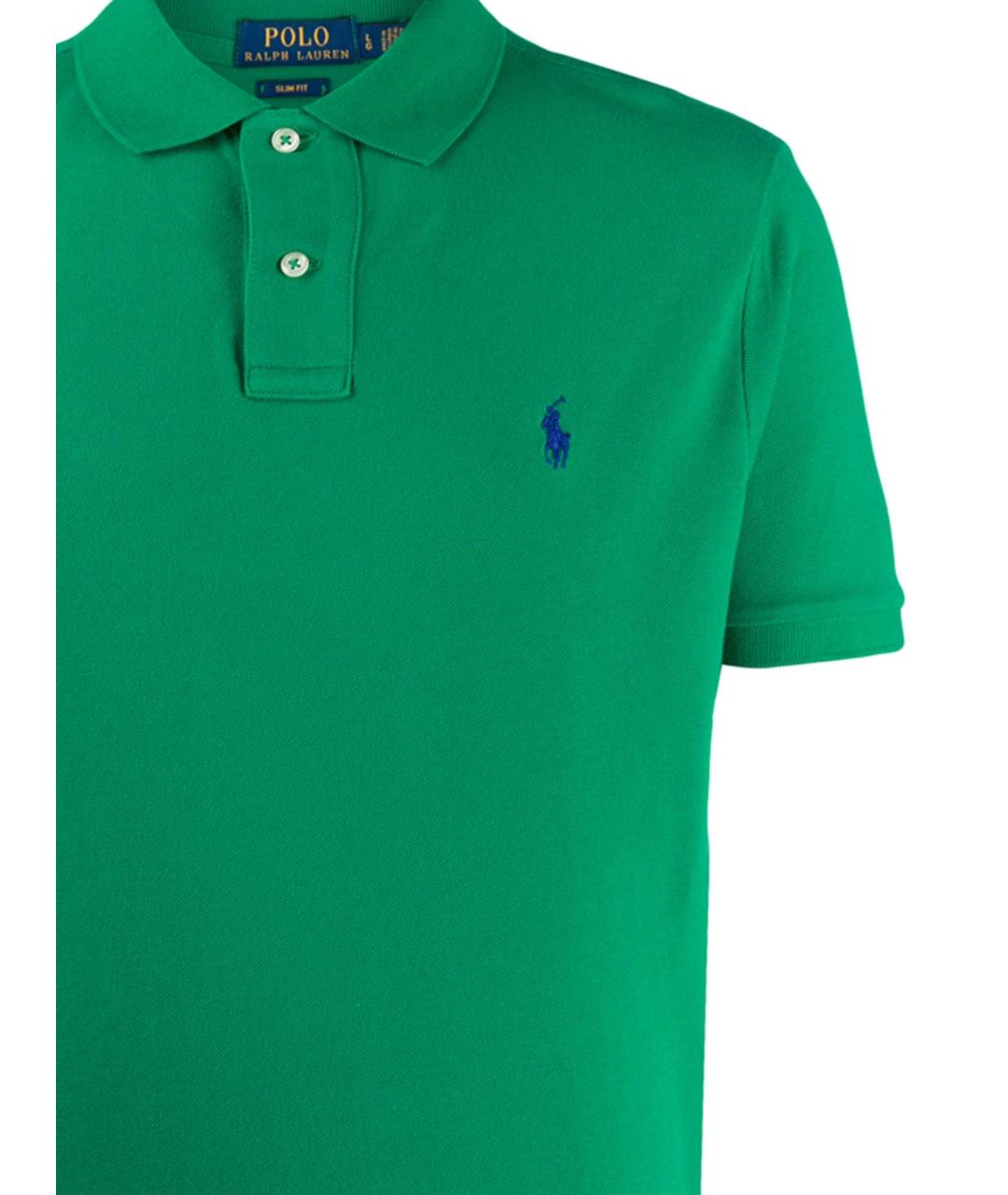 POLO RALPH LAUREN Зеленые хлопковое поло с коротким рукавом, фото 2