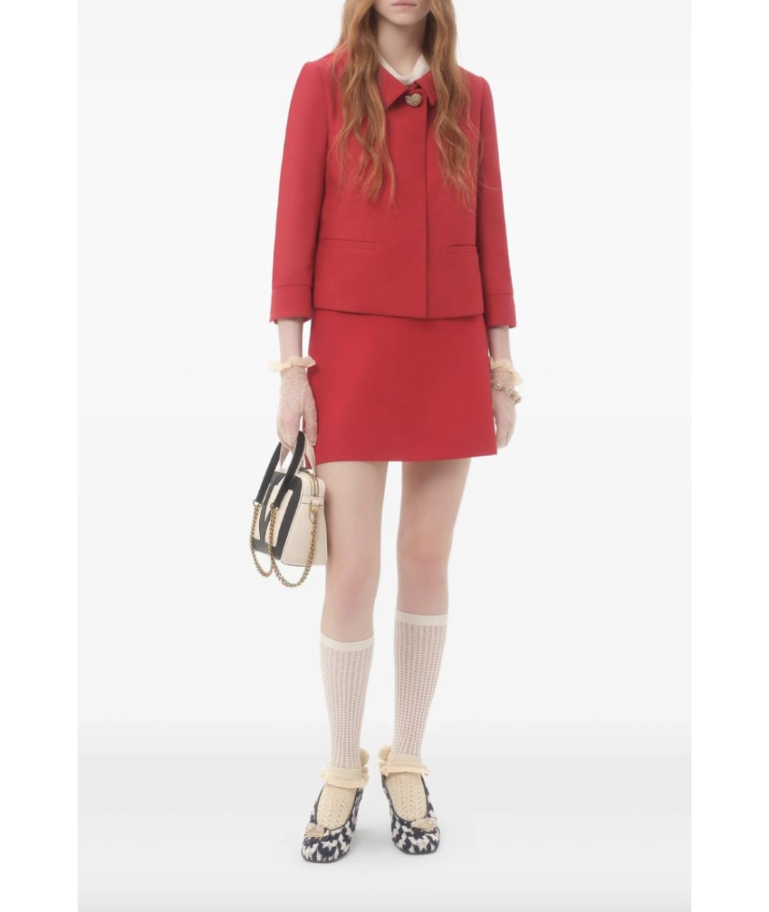 VALENTINO Красная шерстяная юбка мини, фото 3