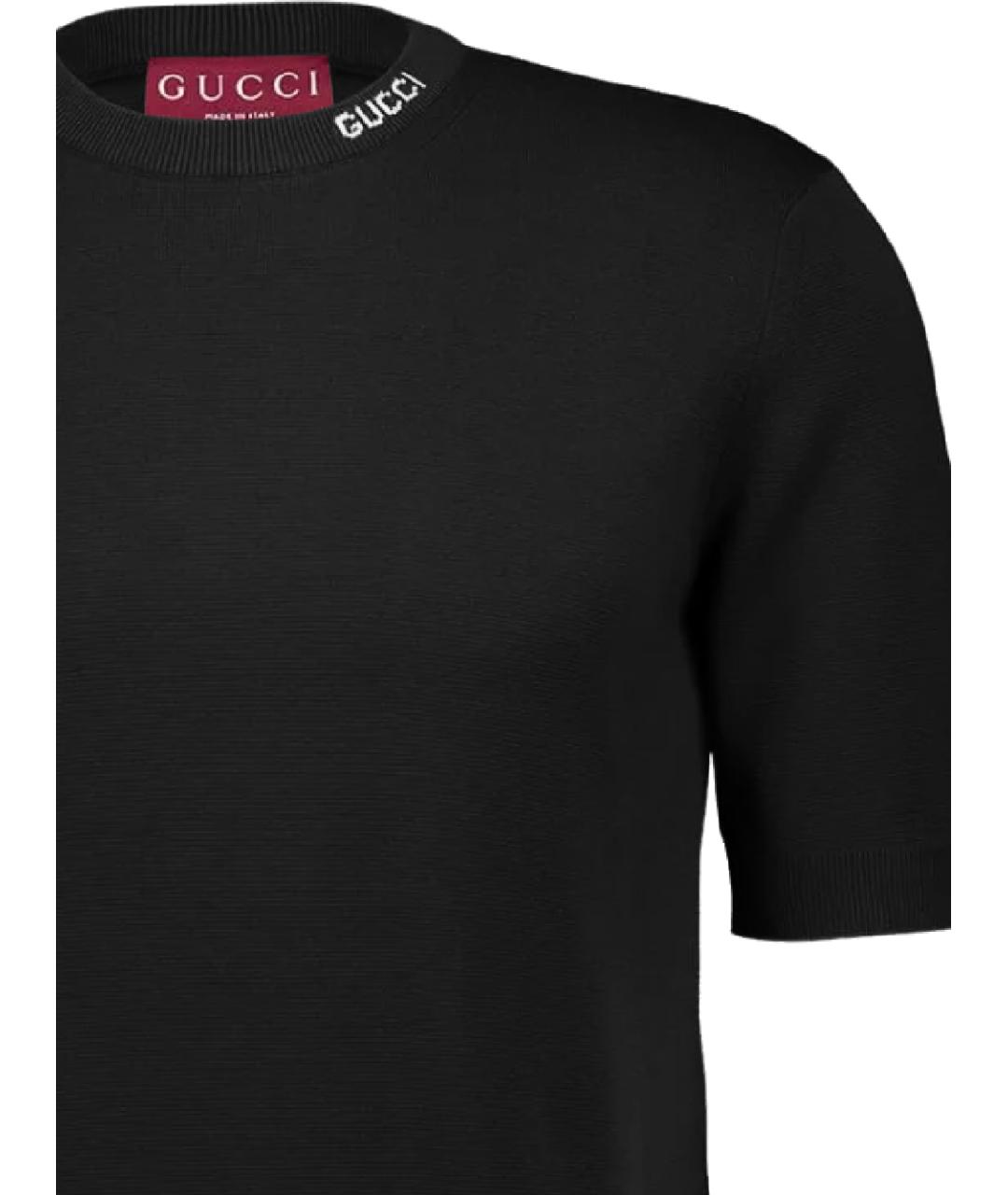 GUCCI Черная хлопковая футболка, фото 2